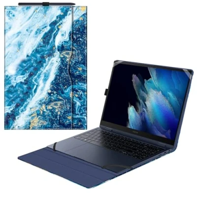 Abbildung von Fintie Hülle für 15.6 Zoll Samsung Galaxy Book 4&amp;Book 4 360/Galaxy 2 Pro 360 /Galaxy Pro/Galaxy Premium Folio Schutzhülle mit Dokumentschlitze, Meeresblau