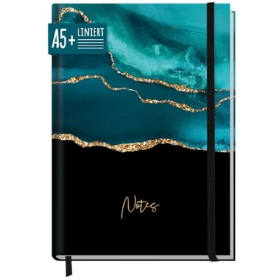 Abbildung von paper&amp;you® Notizbuch A5+ liniert mit Gummiband [Shiny Teal] 156 Seiten, 78 Blatt als Bullet Journal, Tagebuch, Notizheft nachhaltig &amp; klimafreundlich