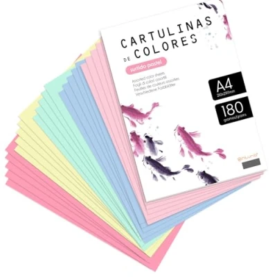 Abbildung von Buntpapier, Buntpapier A4 in verschiedenen Pastelltönen, farbige Blätter 180 g für Bastelarbeiten, Drucken von Dokumenten und kreativen Designs, · m office (x10, Pastellsortiment)