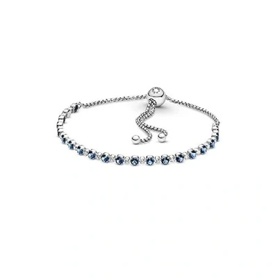 Abbildung von PANDORA blaues und klares funkelndes Verstellbares Armband, Mondlicht Blau, Silber, Größenverstellbar, Zirkonia, Größe 23, 599377C01 1