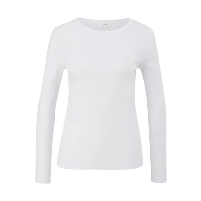 Abbildung von s.Oliver MIT Rippstruktur Langarmshirt, Damen, Größe: 48, Weiß
