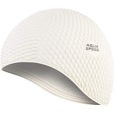 Abbildung von Aqua Speed weiße Schwimmhaube Damen Badekappe Latex Schwimmkappe für Lange Haare Badehaube Schwimmmütze wasserdicht Womens Swimming Cap White Latexkappe Weiss 05 Bombastic