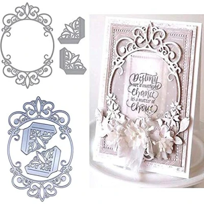 Abbildung von Stanzschablonen aus Metall, ovaler Rahmen, Hochzeitspitze, für Bastelarbeiten, Scrapbooking, Fotos, dekorative Prägung, Papierschablonen Kartenherstellung
