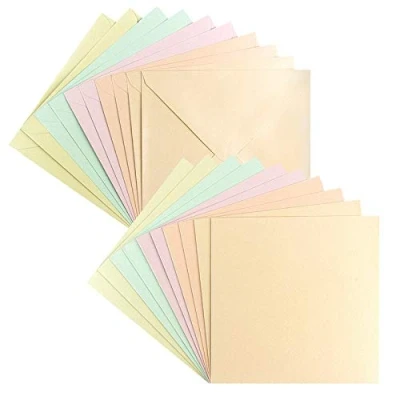 Abbildung von Ideen mit Herz Grußkarten Set Perlmutt Veredelung 10 Karten ca. 250 g/m² + Umschläge 120 In 5 Pastellfarben 16 cm x