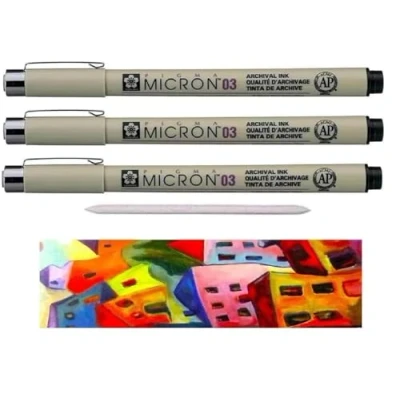 Abbildung von Sakura Pigma Micron Black 3 Fineliner. 03