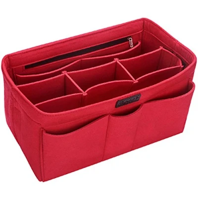 Abbildung von Ropch Taschenorganizer Filz Innentaschen für Handtaschen, Geldbeutel Einsatz Reisetasche, Rot L