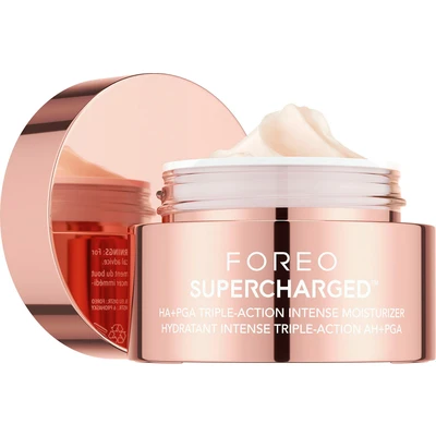 Abbildung von FOREO SUPERCHARGED HA+PGA Intensive Feuchtigkeitscreme mit 3x Wirkung Anti Falten Gesichtscreme Hyaluronsäure &amp; Squalan Vitamin E Vegan Kosmetik Damen und Manner 50 ml