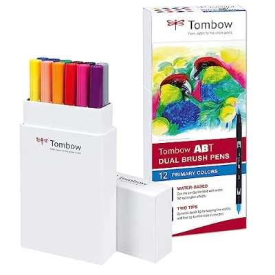 Abbildung von Tombow Fasermaler Dual Brush Pen mit zwei Spitzen 12er Set, primärfarben