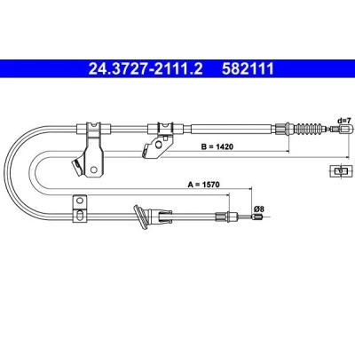 Abbildung von ATE 24.3727 2111.2 Handbremsseil 1570 MITSUBISHI: COLT 6