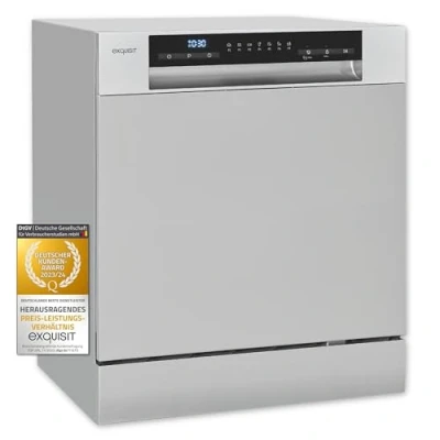 Abbildung von Exquisit Mini Geschirrspüler, Tischspülmaschine, 55 cm breit, spülmaschine klein, ECO Modus, GSP5508 030D silber
