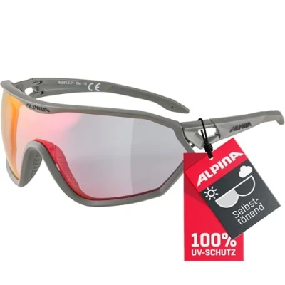 Abbildung von ALPINA S WAY QV Kontrastverstärkende, Selbsttönende &amp; Beschlagfreie Sport Fahrradbrille Mit 100% UV Schutz Für Erwachsene, moon grey matt, One Size