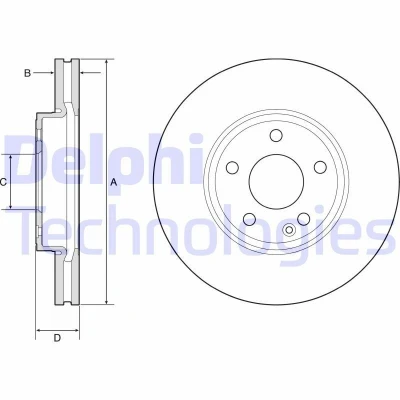 Abbildung von DELPHI BG4788C Bremsscheibe 295 28 5 Belüftet beschichtet hochgekohlt ohne Radlager, ABS Sensorring MERCEDES BENZ: A Class, CLA Coupe, Estate