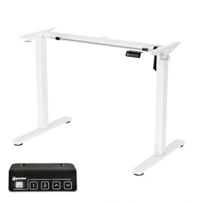 Abbildung von ERGOMAKER Schreibtisch Gestell Elektrisch Höhenverstellbar mit Memory Funktion und Soft Start/Stop, 2 Fach Teleskop (Weiß)