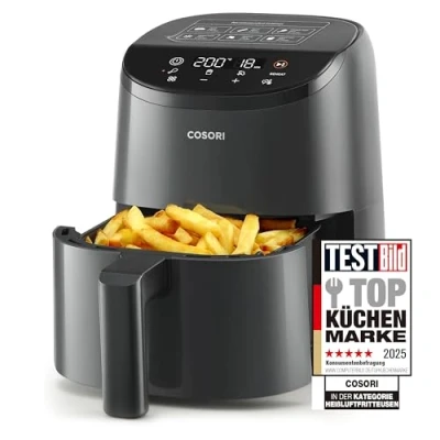 Abbildung von COSORI Heißluftfritteuse klein 2L, Mini Airfryer für 1 Person, ideal Camping, Reisen und Wohnmobile, schnell, kompakt, ohne Öl, energiesparend