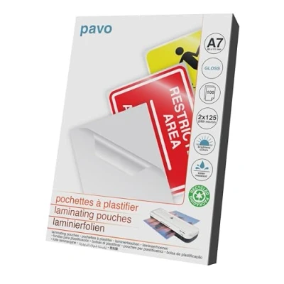 Abbildung von Pavo Laminierfolien DIN A7 (80x111mm), 2 x 125 micron, 100 er Pack, glänzend