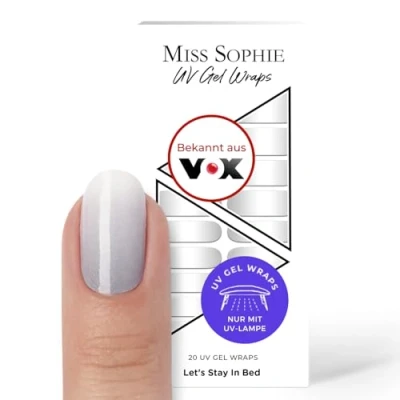 Abbildung von Original Miss Sophie UV Gel Nagelfolien I 20 ultra dünne Nagellack Streifen Let&#039;s Stay in Bed Hält auf Natur sowie lackierten, Acryl , &amp; Shellac Nägeln