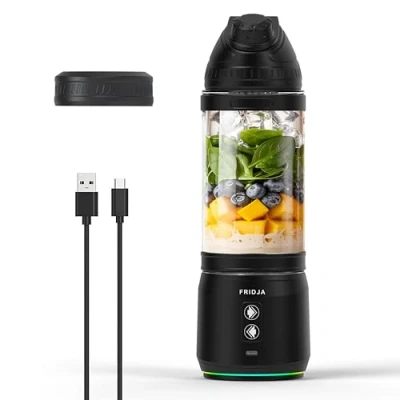 Abbildung von Leistungsstarker 240 W tragbarer Mixer, USB C wiederaufladbar, auslaufsicher &amp; kompakt, 700 ml BPA freie Flasche, 6 blättrige gezackte Klingen, perfekt für Smoothies, Protein Shakes, ideal Reisen,