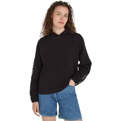 Abbildung von Calvin Klein Jeans LOGO Elastic Hoodie Sweatshirt, Damen, Größe: XS, Black
