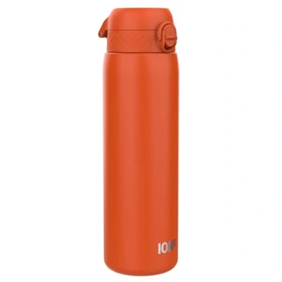 Abbildung von ION8 1 Liter Leicht Edelstahl Trinkflasche, Nicht IsoliertAuslaufsicher, Einhandöffnung, Sichere Verriegelung, Spülmaschinenfest, Klappdeckel, Tragegriff, zu Reinigen, Kräftiges Orange