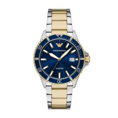 Abbildung von Emporio Armani Traditional World Explorer Uhr, Herren, Größe: One Size, Gold, silver