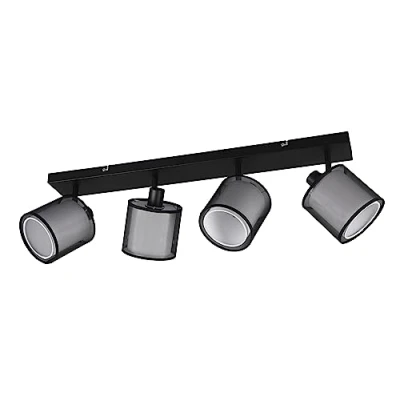 Abbildung von Trio Leuchten Deckenleuchte Burton 811400432, Metall Schwarz matt, Schirm Stoff weiß, exkl. 4x E14