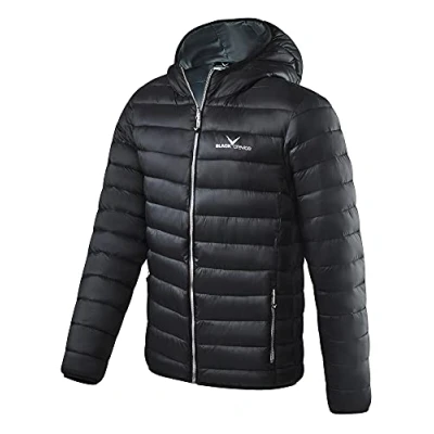 Abbildung von Black Crevice Herren Steppjacke I wind &amp; wasserabweisende Jacke mit Kunstfaserfüllung Kapuze, schwarz/weiß, 60