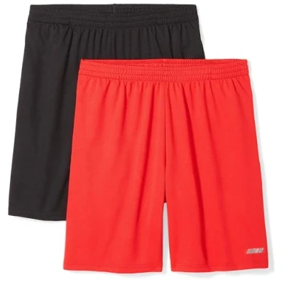 Abbildung von Amazon Essentials Herren Weit geschnittene Performance Funktionsshorts (erhältlich in Big &amp; Tall), 2er Pack, Rot/Schwarz, XL