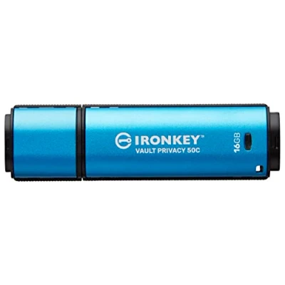 Abbildung von Kingston IronKey Vault Privacy 50 FIPS 197 Typ C zertifizierter und mit XTS AES 256 Bit verschlüsselter USB Stick für mehr Datenschutz IKVP50C/16GB