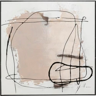 Abbildung von Kare Design Bild mit Rahmen Dust Grau, Leinwandbild, Wanddekoration, Baumwollleinwand, Abstrakt, Modern, Wohnzimmer, Schlafzimmer, Flur, Massivholz Rahmen, handgemalte Details, 100x100cm