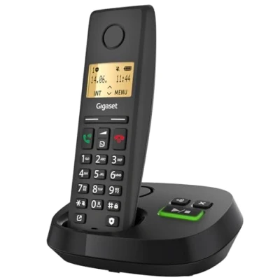 Abbildung von Gigaset Pure 220A Schnurloses DECT Telefon mit Anrufbeantworter Call Block Taste und Freisprechfunktion 80 Kontakten, anthrazit schwarz [Kompatibel in DE, IT, FR, NL, BE, Che, AUT]