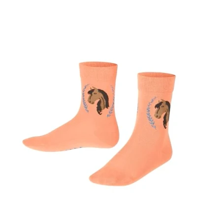 Abbildung von FALKE Unisex Kinder Socken Horse K SO Baumwolle gemustert 1 Paar, Rot (Cantaloupe 8771) neu umweltfreundlich, 39 42