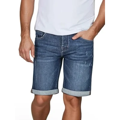 Abbildung von riverso Jeans Shorts Herren Stretch Kurz Regular Fit RIVTom Kurze Hosen Bermuda Sommer Denim Einfarbig, Größe:W 40, Farbe:Dark Blue (D250)