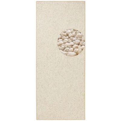 Abbildung von BT Carpet Wolly Läufer Wohnzimmerteppich Flachgewebe Kurzflor Woll Optik Wolle Skandi Look Esszimmer, Wohnzimmer, Kinderzimmer, Schlafzimmer Creme, 80x200cm
