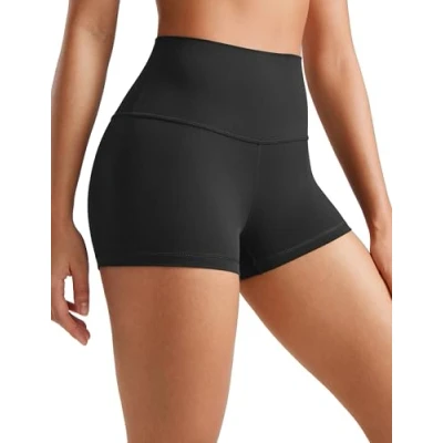 Abbildung von CRZ Yoga Butterluxe Damen Radlerhose Kurze Sporthose High Waist Sommer Shorts Laufshorts Fitness Hose 6.3cm Schwarz 42