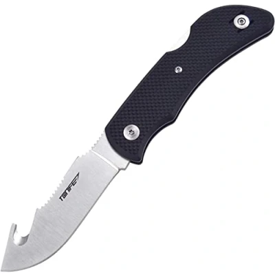 Abbildung von TONIFE CKT2102 Klappmesser mit Aus 8 Edelstahl, Camping Taschenmesser Griff G10 Taschenclip (Schwarz)