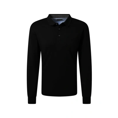 Abbildung von Pierre Cardin Langarm Poloshirt, Herren, Größe: Large, Schwarz