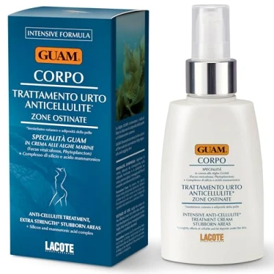 Abbildung von Guam, Creme Gegen Hartnäckige Cellulitezonen, Stoßbehandlung mit Guam Meeresalgen, Cellulite in Widerstandsfähigen Zonen, Made Italy, 100 ml Packung