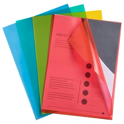 Abbildung von Exacompta 57119E 100er Pack Economy PP Kunststoff Aktenhüllen. für DIN A4 transparent genarbt farbig sortiert oben und seitlich offen Plastikhülle Klarsichthülle Büro die mobile Organisation