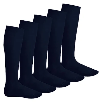 Abbildung von Footstar Herren &amp; Damen Kniestrümpfe (5 Paar), Klassische Strümpfe aus Baumwolle Everyday! Marine 47 50
