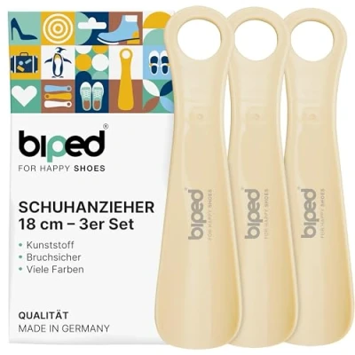 Abbildung von biped 3er Set Schuhanzieher Kunststoff 18 cm Schuhlöffel deutsche Herstellung z1570(elfenbein)