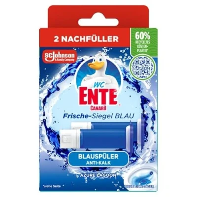Abbildung von WC Ente Frische Siegel Nachfüller, körbchenloser Reiniger, 12 Gel Steine, Azure Lagoon, 2er Pack (2 x 36 ml)