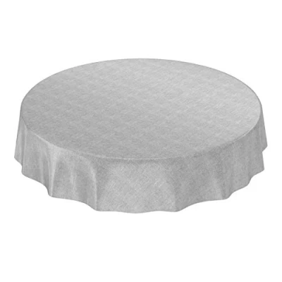 Abbildung von ANRO Wachstuchtischdecke Wachstuch Wachstischdecke Tischdecke Wachstuchdecke Grau Leinenoptik Rund 140cm