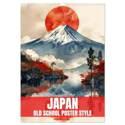Abbildung von Japan Old School Poster Style (Wandkalender 2025 DIN A3 hoch), CALVENDO Monatskalender