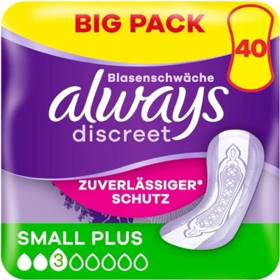 Abbildung von Always Discreet Inkontinenzeinlagen Für Frauen Small Plus 40 Stück Rundumschutz Unglaubliche Diskretion
