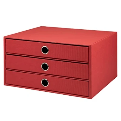 Abbildung von Rössler Papier 1524452363 S.O.H.O. 3er Schubladenbox für DIN A4, mit Griffloch, Rot, 343 x 250 185 mm, 1 Stück