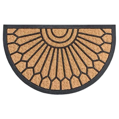 Abbildung von Hanse Home Kokos &amp; Gummi Fußmatte Halbrund für Innen und Außen Outdoor Schmutzfangmatte Natur, Kokosmatte Ornamente, Wetterfest rutschfest Flur, Terrasse, Eingangsbereich 45x75cm