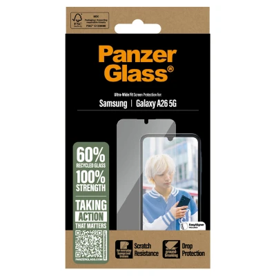 Abbildung von Samsung Galaxy A26 Panzerglas PanzerGlass Ultra Wide Fit Anti Bacterial Screenprotector incl. applicator inkl.