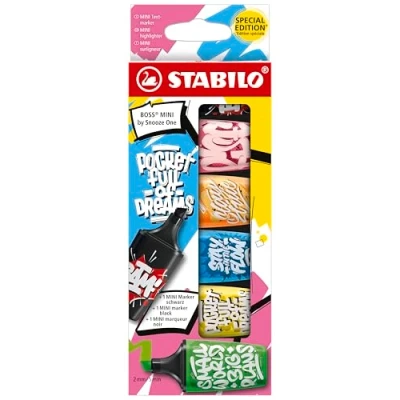 Abbildung von Textmarker &amp; Marker STABILO BOSS MINI by Snooze One 6er Pack pink, orange, blau, gelb, grün schwarz