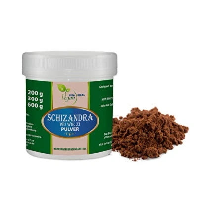 Abbildung von VITA IDEAL Vegan® SCHIZANDRA Pulver WU WIE ZI, Schisandra 50g inklusive Messlöffel, rein natürlich ohne Zusatzstoffe.