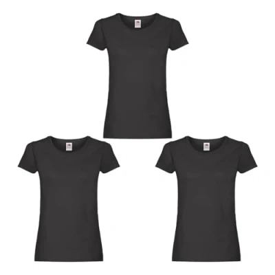 Abbildung von GIDUTEX Damen Tshirt von Fruit of The Loom 2er 3er 4er Pack S 2XL (DE/NL/SE/PL, Alphanumerisch, M, Regular, 3, Black)